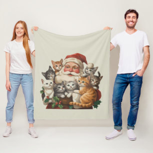 Retro Weihnachtsmann & Kätzchen Weihnachten Winter Fleecedecke