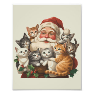 Retro Weihnachtsmann & Kätzchen Weihnachten Winter Fotodruck