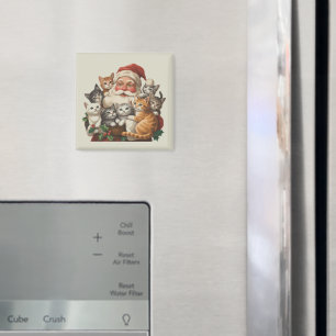 Retro Weihnachtsmann & Kätzchen Weihnachten Winter Magnet