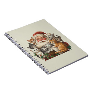 Retro Weihnachtsmann & Kätzchen Weihnachten Winter Notizblock