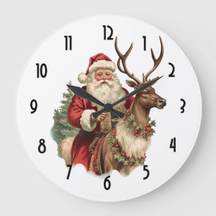 Retro Weihnachtsmann Klassisches traditionelles We Große Wanduhr