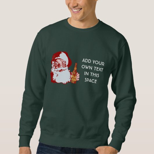 Retro Weihnachtsmann mit Bier schaffen Ihre Selbst Sweatshirt (Vorderseite)