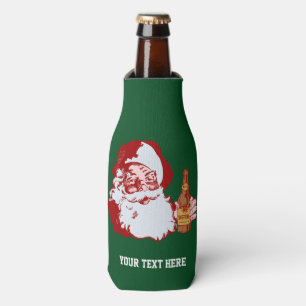 Retro Weihnachtsmann mit Bier-Weihnachtslustiger Flaschenkühler