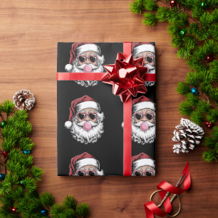 Retro-Weihnachtsmann mit Brille bläst Bubble Chris Geschenkpapier