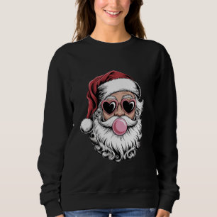 Retro-Weihnachtsmann mit Brille bläst Bubble Chris Sweatshirt