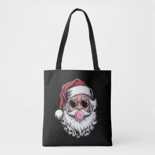 Retro-Weihnachtsmann mit Brille bläst Bubble Chris Tasche