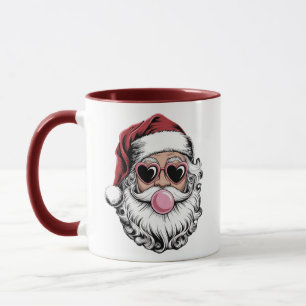 Retro-Weihnachtsmann mit Brille bläst Bubble-Weihn Tasse