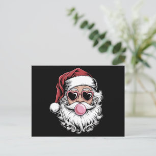 Retro-Weihnachtsmann mit Brille bläst Seifenblasen Feiertagspostkarte