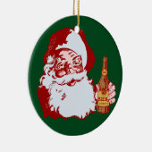 Retro Weihnachtsmann mit einem Bier-Weihnachten Keramik Ornament (Rechts)