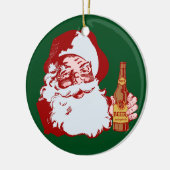 Retro Weihnachtsmann mit einem Bier-Weihnachten Keramik Ornament (Links)
