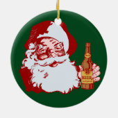 Retro Weihnachtsmann mit einem Bier-Weihnachten Keramik Ornament (Hinten)