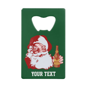 Retro Weihnachtsmann mit einem Geldbeutel Flaschenöffner