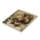 Retro Weihnachtsmann mit Geschenken Fliese (Seite)