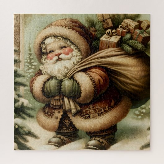 Retro Weihnachtsmann mit Geschenken Puzzle (Vertikal)