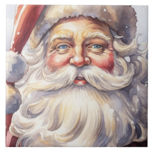 Retro Weihnachtsmann mit roter Mütze Weihnachten Fliese