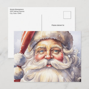 Retro Weihnachtsmann mit roter Mütze Weihnachten Postkarte