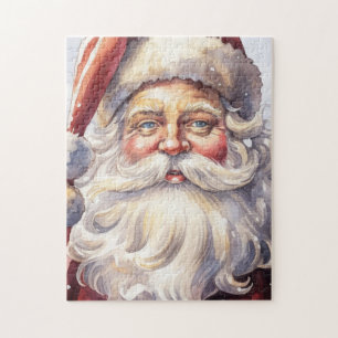 Retro Weihnachtsmann mit roter Mütze Weihnachten Puzzle
