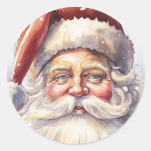 Retro Weihnachtsmann mit roter Mütze Weihnachten Runder Aufkleber