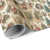 Retro-Weihnachtsmann-Muster | Vintage viktorianisc Geschenkpapier (Rolleneckpunkt)