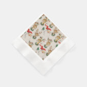 Retro Weihnachtsmann, Reindeer Napkins Serviette (Ecke)