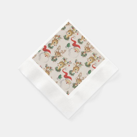 Retro Weihnachtsmann, Reindeer Napkins Serviette (Ecke)