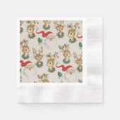 Retro Weihnachtsmann, Reindeer Napkins Serviette (Vorderseite)