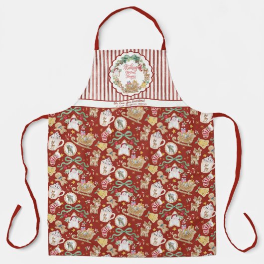 Retro Weihnachtsmann-Schlitten Weihnachtsbacken Co Schürze (Vorderseite)