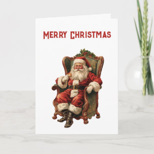 Retro Weihnachtsmann sitzt in einem Sessel Weihnac Karte