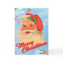 Retro Weihnachtsmann Stechpalme Schneeblau Weihnac