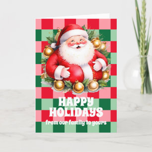Retro Weihnachtsmann-Tartan Karo-Weihnachten Feiertagskarte