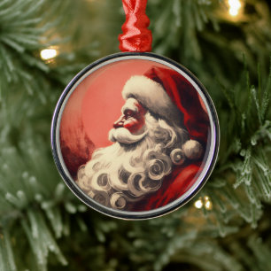 Retro Weihnachtsmann Vintage-Illustration Ornament Aus Metall