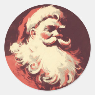 Retro-Weihnachtsmann-Vintage-Illustration Runder Aufkleber