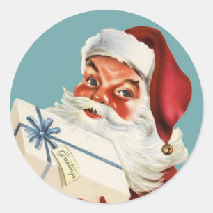 Retro Weihnachtsmann vintage klassisches Weihnacht Runder Aufkleber