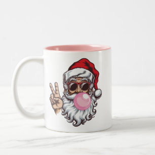 Retro Weihnachtsmann Weihnachten Blasen Blase Vint Zweifarbige Tasse