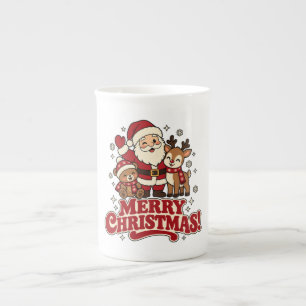 Retro Weihnachtsmann Weihnachten Bone China Tasse