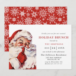 Retro Weihnachtsmann Weihnachten FEIERTAGS-BRUNCH Einladung
