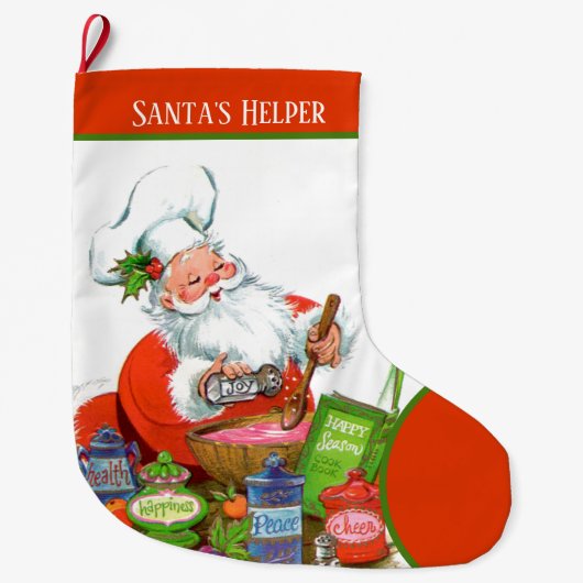 Retro-Weihnachtsmann Weihnachten Helfer Großer Weihnachtsstrumpf (Vorderseite)