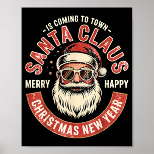 Retro Weihnachtsmann Weihnachten Vintage Feiertag Poster