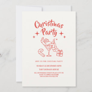 Retro Weihnachtsmann Weihnachts Cocktailparty-Einl Einladung