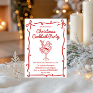 Retro-Weihnachtsmann-Weihnachts-Cocktailparty Einladung