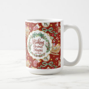 Retro Weihnachtsmann Weihnachtsbacken Kekse Rot mi Kaffeetasse