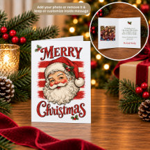 Retro Weihnachtsmann Weihnachtskarte anpassbar