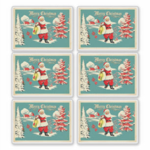 Retro-Weihnachtsmann-Wunderland-Feiertagskarte Aufkleber