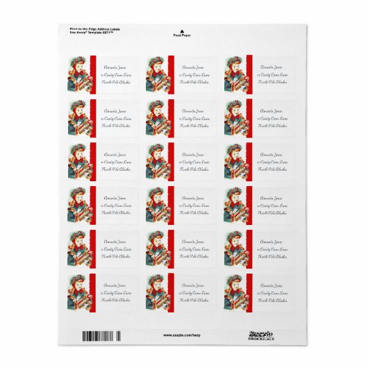 Retro-Weihnachtsmarke Weihnachtsfrau Adressaufkleber (Vorne)