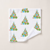 Retro Weihnachtsmuster-Baum-Ball-rotes grün-blaues Badhandtuch Set (Waschlappen)