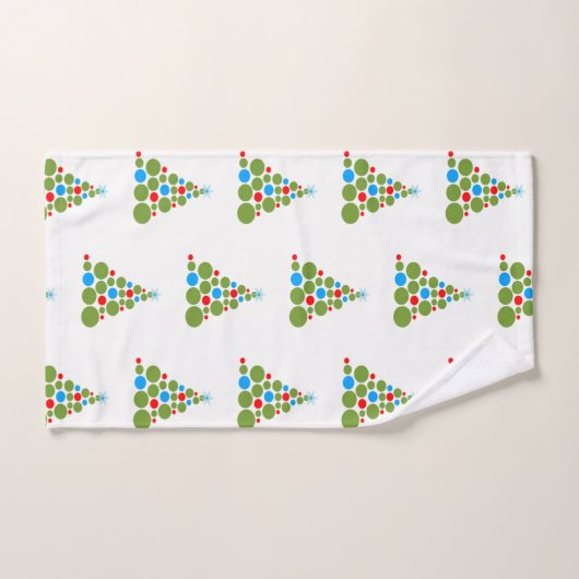 Retro Weihnachtsmuster-Baum-Ball-rotes grün-blaues Badhandtuch Set (Handtuch)