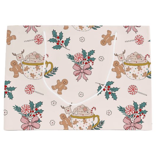 Retro Weihnachtsmuster Große Geschenktasche Geschenktüte (Vorderseite)