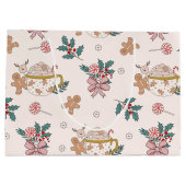 Retro Weihnachtsmuster Große Geschenktasche Geschenktüte (Rückseite)