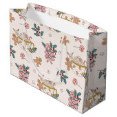 Retro Weihnachtsmuster Große Geschenktasche Große Geschenktüte (Rückseite Schrägansicht)