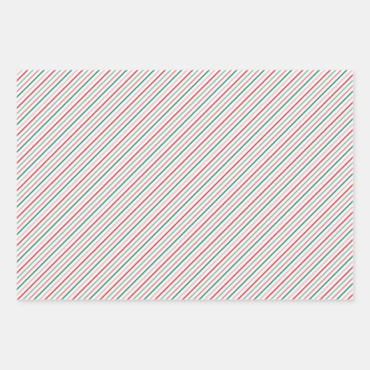 Retro Weihnachtsmuster in Rot, Rosa und Grün Geschenkpapier Set (Vorderseite)